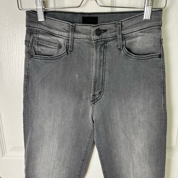 Mother Cotton The Insider Crop Step Fray Jeans Dancing in The Moonlight Gray 26 - Picture 3 of 11